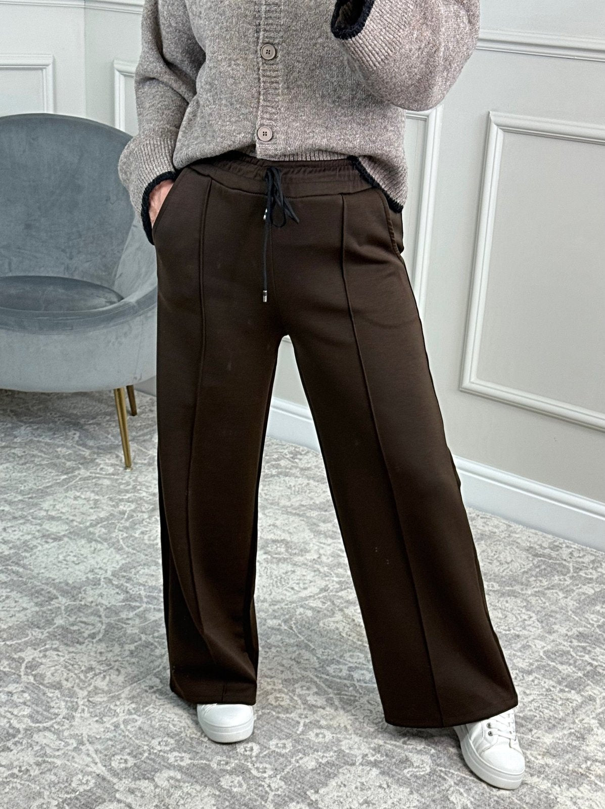 Alexandria Wide Straight Leg Trousers 8 - 18 Chocolate - Susie's Boutique - | Women's Fashion Online