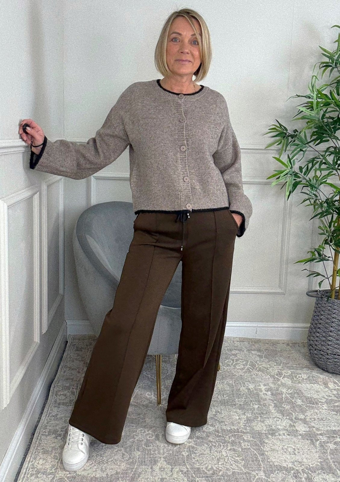 Alexandria Wide Straight Leg Trousers 8 - 18 Chocolate - Susie's Boutique - | Women's Fashion Online