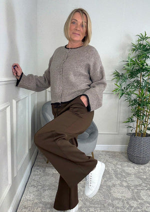 Alexandria Wide Straight Leg Trousers 8 - 18 Chocolate - Susie's Boutique - | Women's Fashion Online