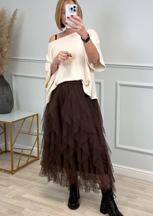 Lori Mesh Tulle Skirt 8 - 18 Chocolate - Susie's Boutique - | Women's Fashion Online