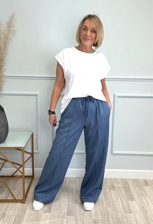 Alexandria Wide Straight Leg Trousers 8 - 18 Denim Blue - Susie's Boutique - | Women's Fashion Online