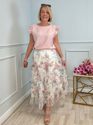 Lyla Layered Mesh Floral Skirt  8–18 - Susie's Boutique