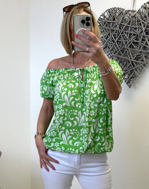 Jessie Gypsy Flower Print Bardot Top 8-18