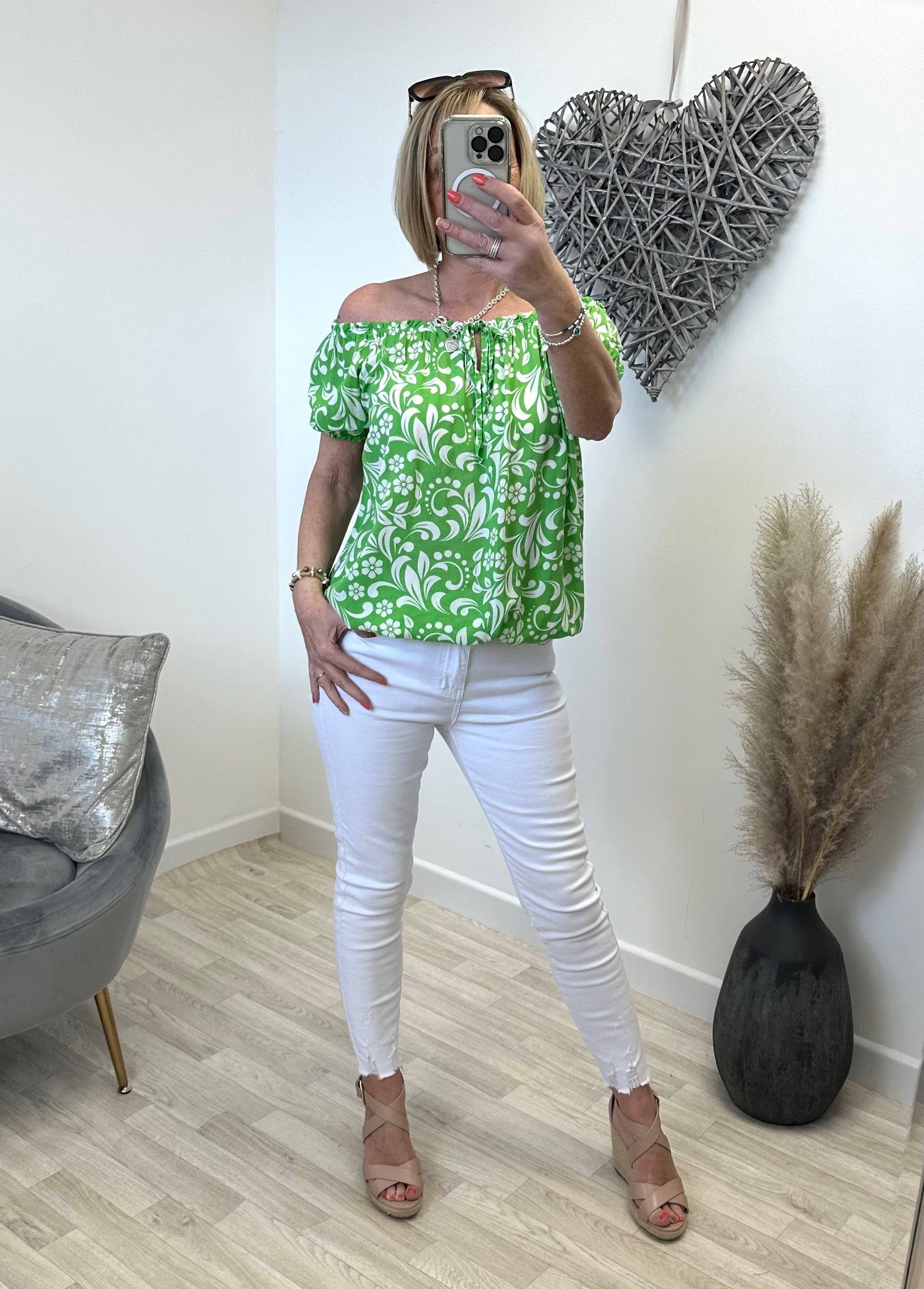 Jessie Gypsy Flower Print Bardot Top 8-18