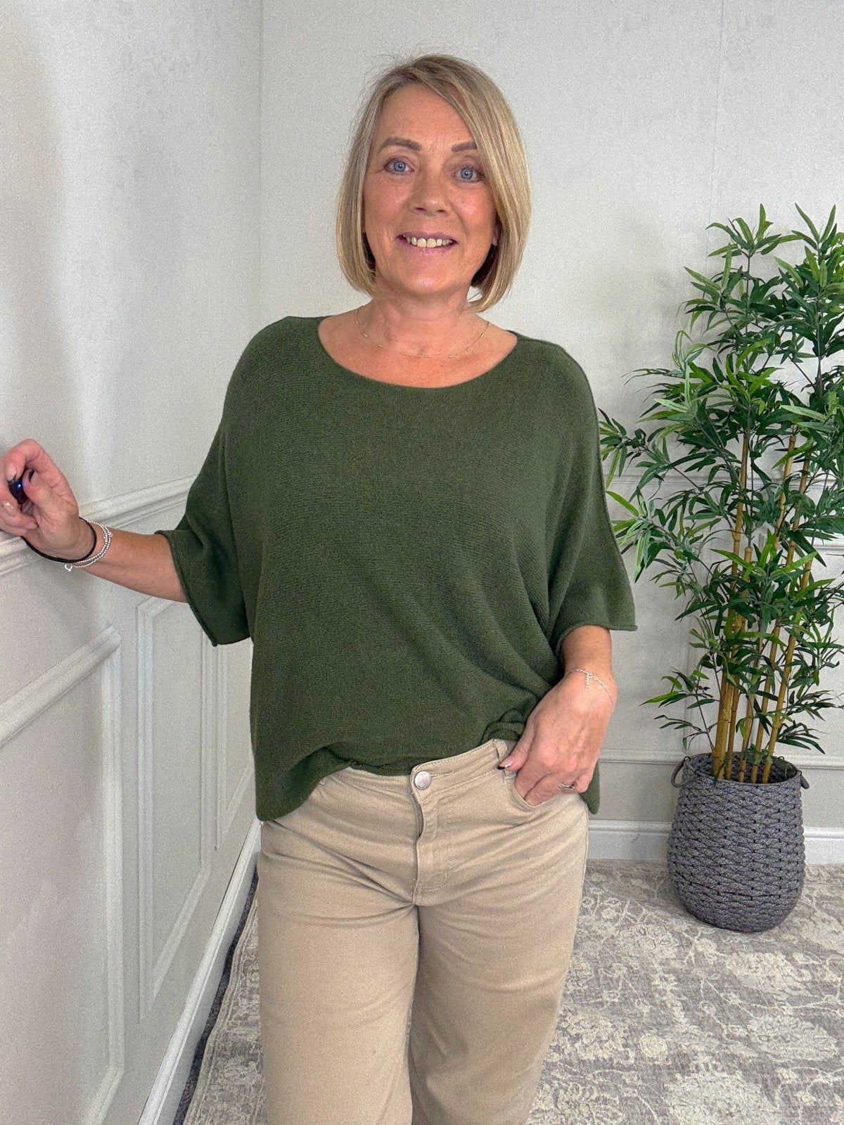 Serelai Luxe Wide - Sleeve Jumper 8 - 18 Khaki - Susie's Boutique - | Women's Fashion Online