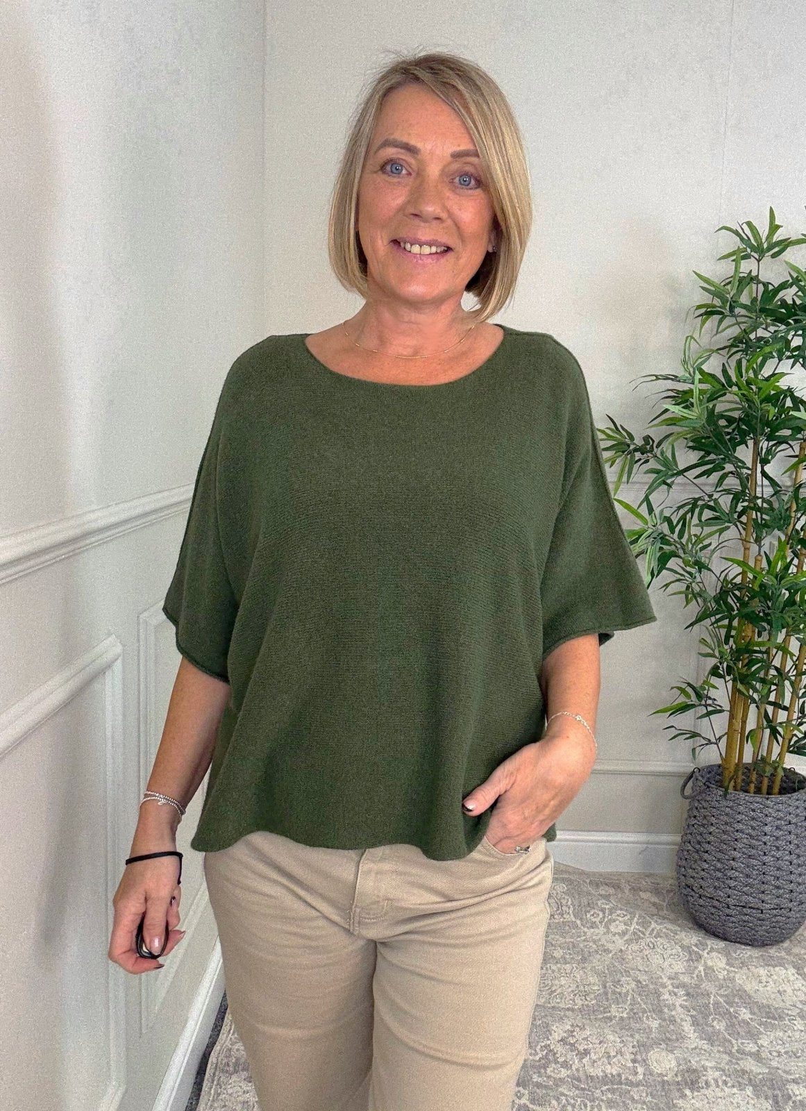 Serelai Luxe Wide - Sleeve Jumper 8 - 18 Khaki - Susie's Boutique - | Women's Fashion Online