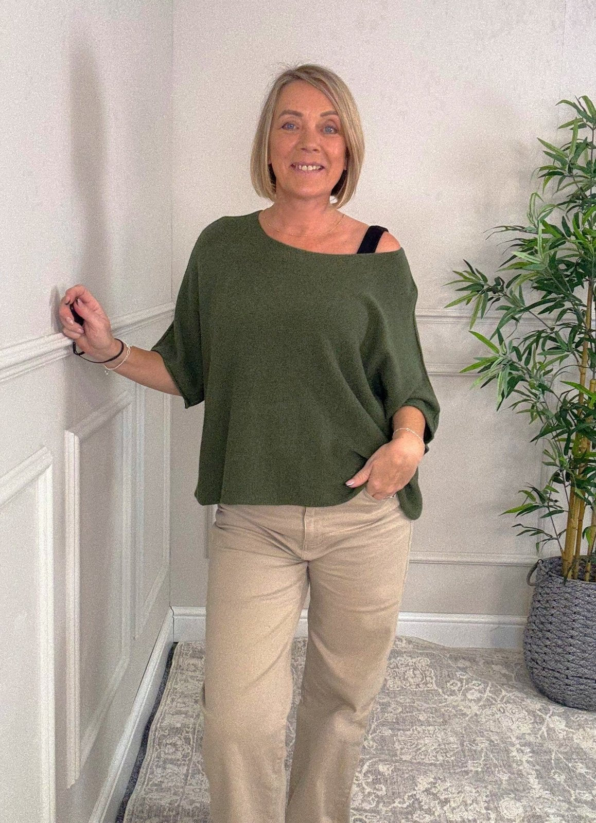 Serelai Luxe Wide - Sleeve Jumper 8 - 18 Khaki - Susie's Boutique - | Women's Fashion Online