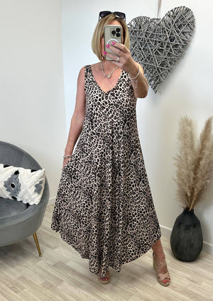 Sienna V-Neck Leopard Maxi Dress 8-18 NO RETURNS ON SALE ITEMS - Susie's Boutique
