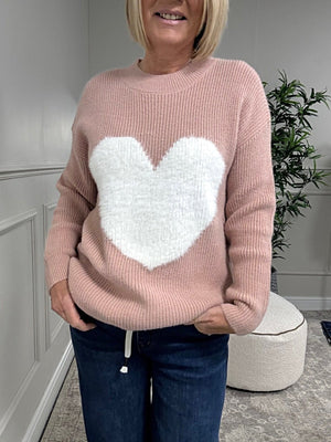 Valeria Fluffy Heart Jumper 8 - 18 Pink - Susie's Boutique - | Women's Fashion Online