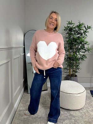 Valeria Fluffy Heart Jumper 8 - 18 Pink - Susie's Boutique - | Women's Fashion Online