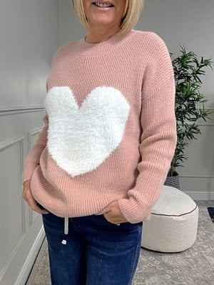 Valeria Fluffy Heart Jumper 8 - 18 Pink - Susie's Boutique - | Women's Fashion Online