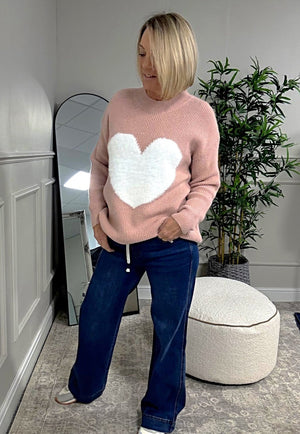 Valeria Fluffy Heart Jumper 8 - 18 Pink - Susie's Boutique - | Women's Fashion Online