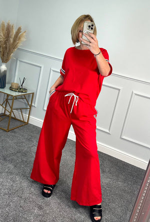 Skyler Stripe Co-Ord Lounge Suit 8-18 Red NO RETURNS ON SALE ITEMS - Susie's Boutique