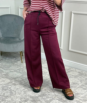 Alexandria Wide Straight Leg Trousers 8 - 18 Wine - Susie's Boutique - | Women's Fashion Online