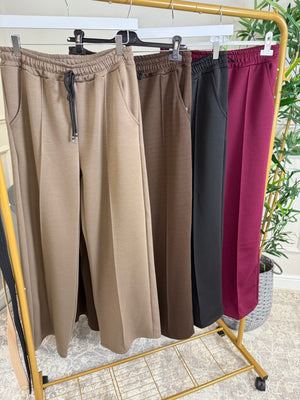 Alexandria Wide Straight Leg Trousers 8 - 18 Wine - Susie's Boutique - | Women's Fashion Online