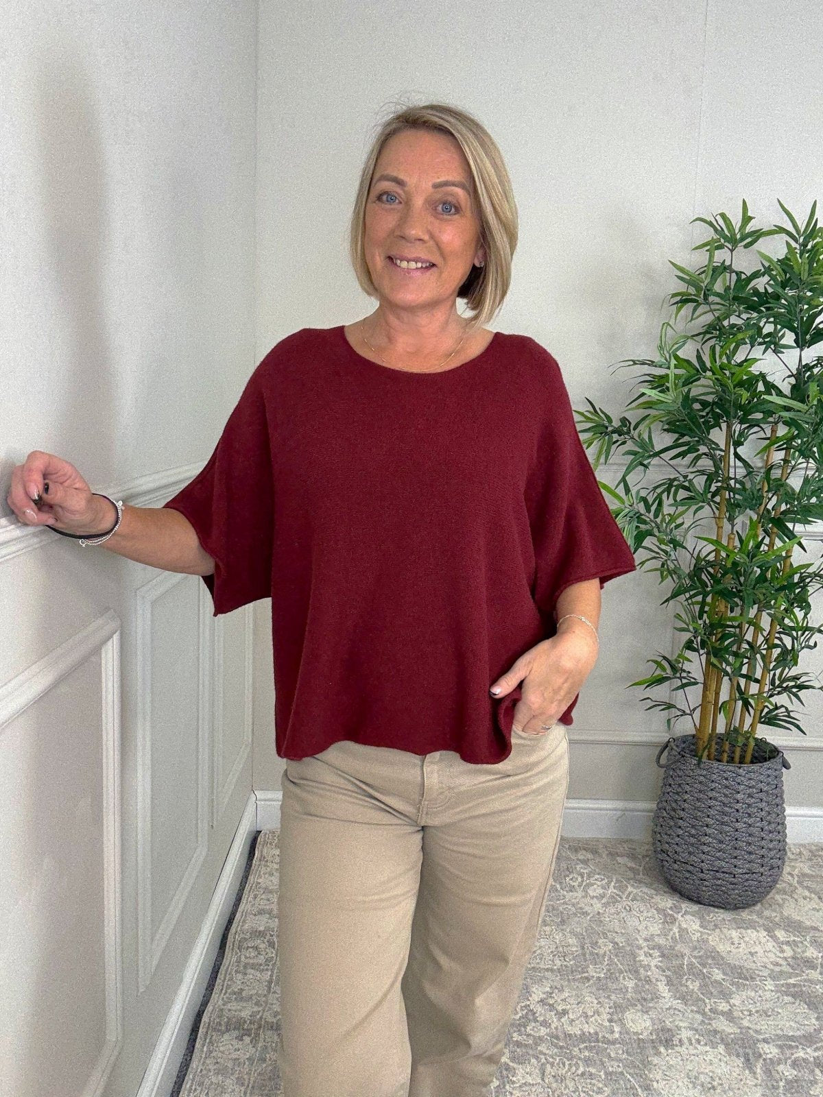 Serelai Luxe Wide - Sleeve Jumper 8 - 18 Wine - Susie's Boutique - | Women's Fashion Online