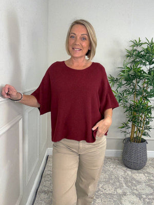 Serelai Luxe Wide - Sleeve Jumper 8 - 18 Wine - Susie's Boutique - | Women's Fashion Online