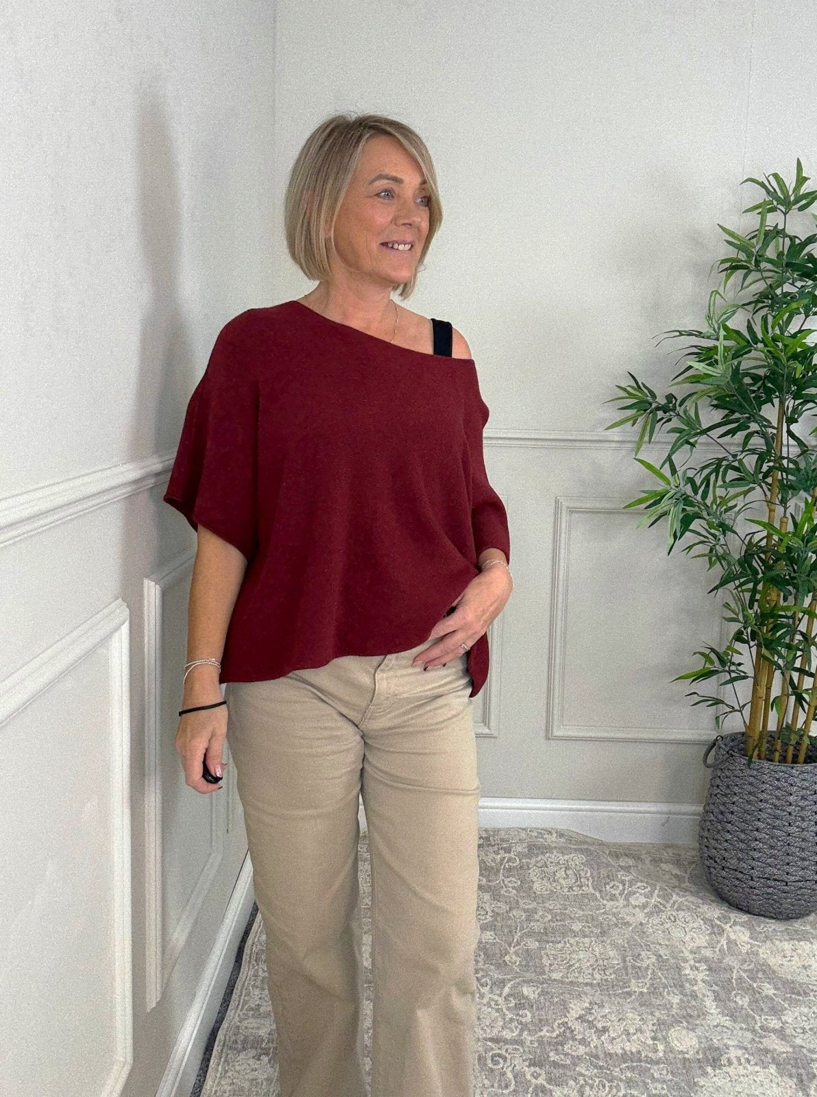 Serelai Luxe Wide - Sleeve Jumper 8 - 18 Wine - Susie's Boutique - | Women's Fashion Online