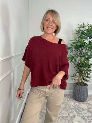 Serelai Luxe Wide - Sleeve Jumper 8 - 18 Wine - Susie's Boutique - | Women's Fashion Online