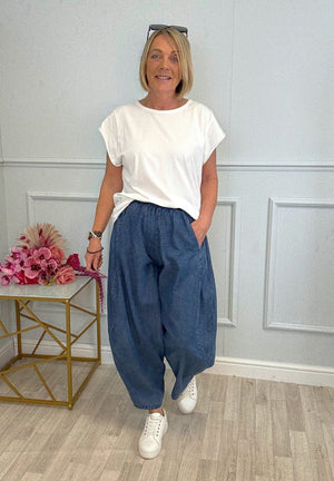 Georgia Chambray Cocoon Trousers / Joggers – Sizes 8–20 - Susie's Boutique - | Women's Fashion Online