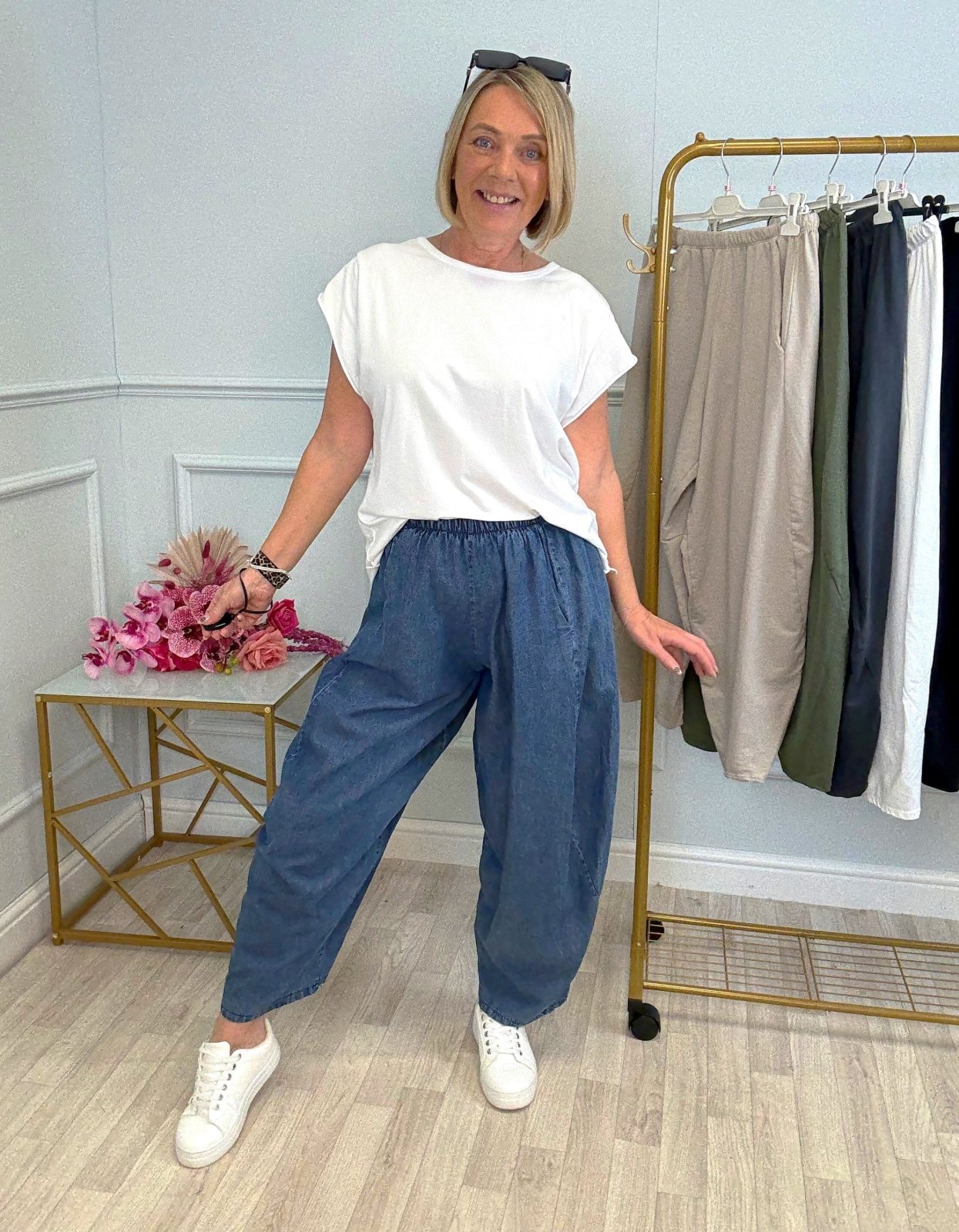 Georgia Chambray Cocoon Trousers / Joggers – Sizes 8–20 - Susie's Boutique - | Women's Fashion Online