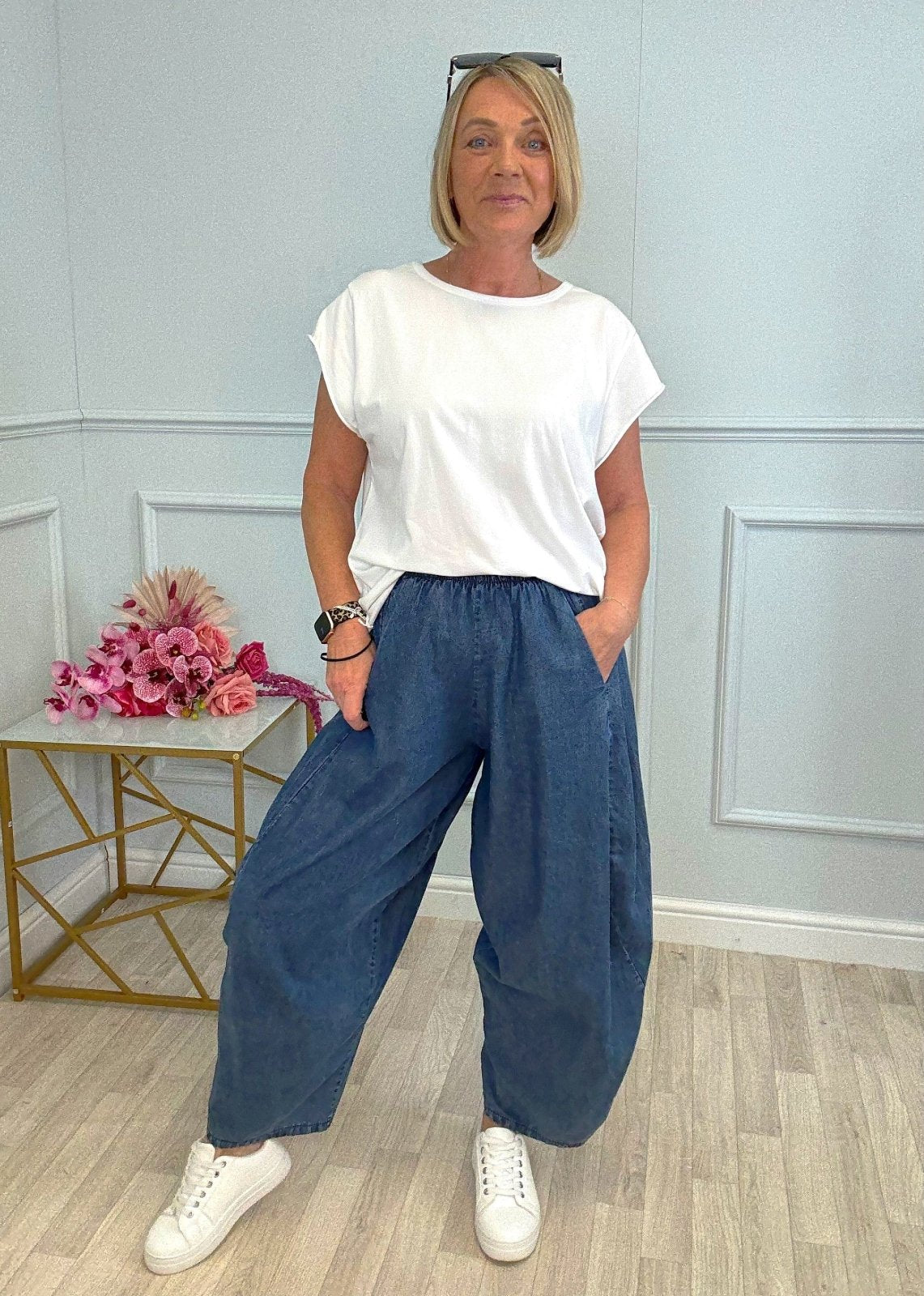 Georgia Chambray Cocoon Trousers / Joggers – Sizes 8–20 - Susie's Boutique - | Women's Fashion Online