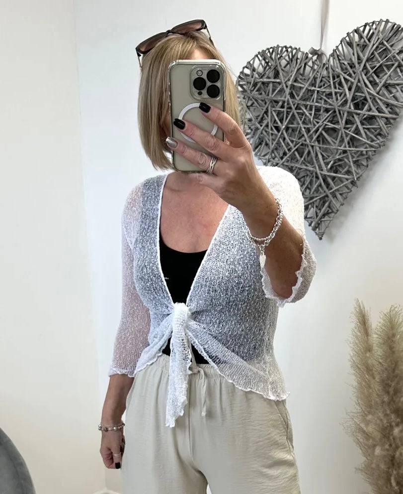 Vanessa Lightweight Shrug White - Susie's Boutique