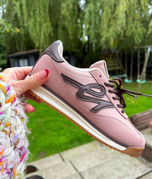 Jodie Retro Lace - Up Trainers – Pink & Brown Contrast - Susie's Boutique - | Women's Fashion Online