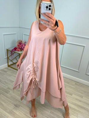 Naya Drawstring Ruched Hem Dress – Sizes 12–18 Pink - Susie's Boutique - | Women's Fashion Online