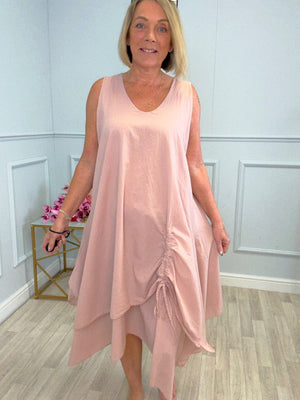 Naya Drawstring Ruched Hem Dress – Sizes 12–18 Pink - Susie's Boutique - | Women's Fashion Online