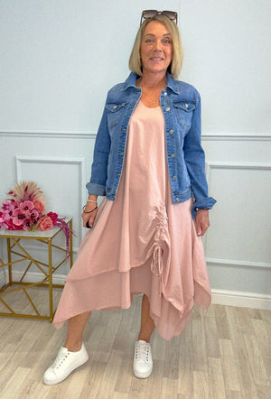 Naya Drawstring Ruched Hem Dress – Sizes 12–18 Pink - Susie's Boutique - | Women's Fashion Online