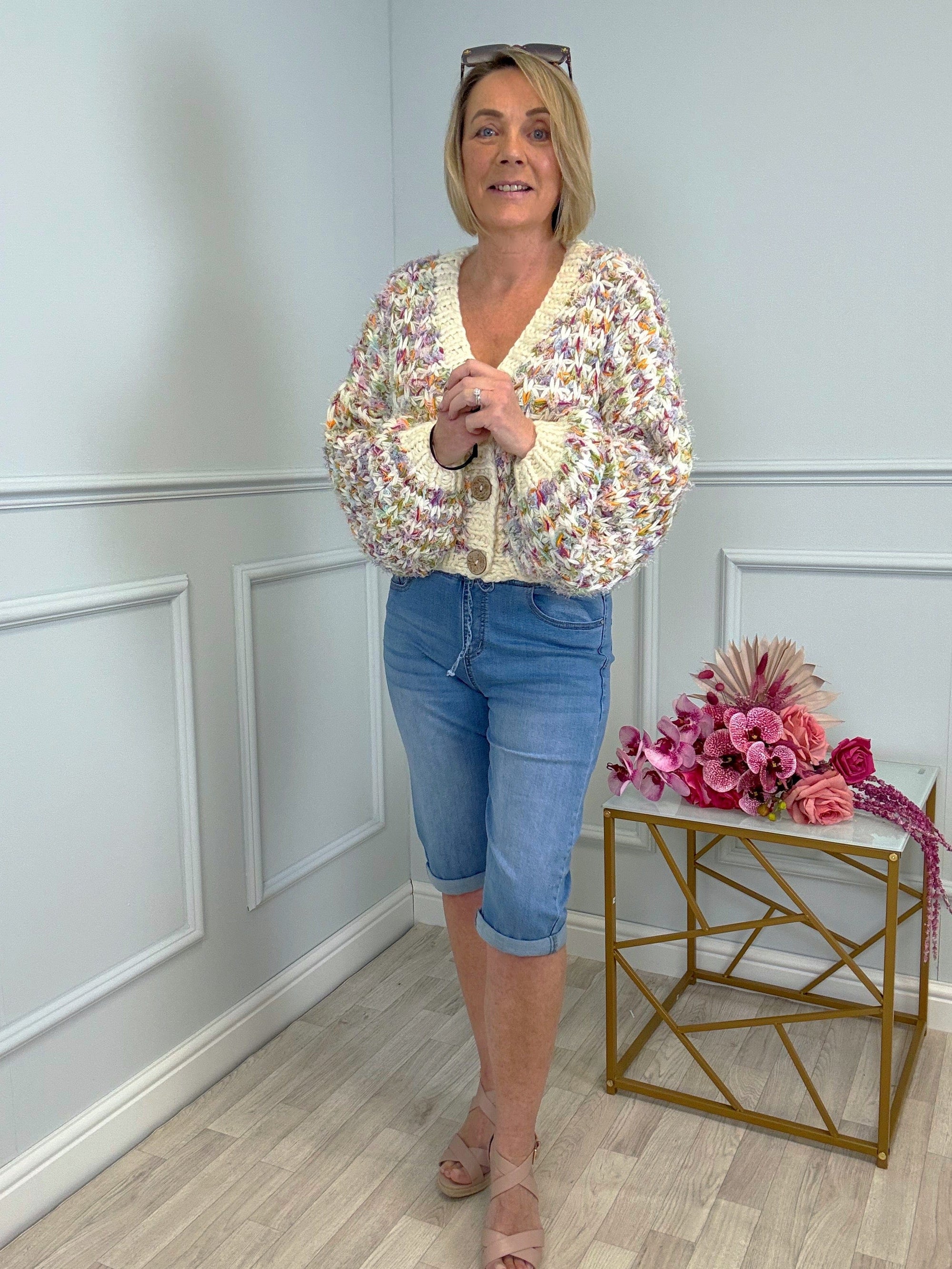 Juniper Chunky Rainbow Fleck Button-Up Cardigan 8-16 Hand Made - Susie's Boutique