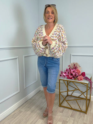 Juniper Chunky Rainbow Fleck Button-Up Cardigan 8-16 Hand Made - Susie's Boutique