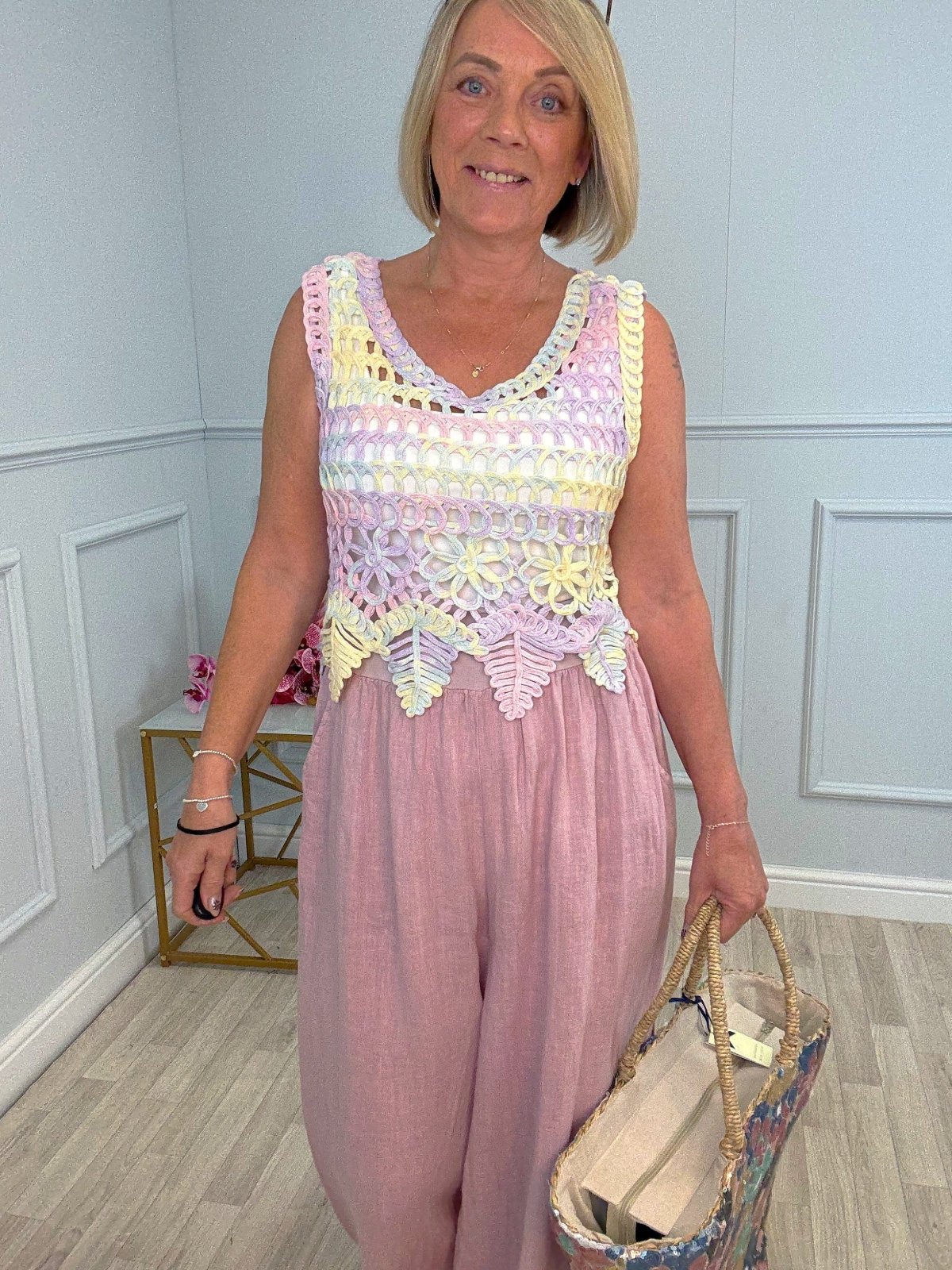 Issey Rainbow Pastel Crochet Scallop Hem Vest 8 - 16 - Susie's Boutique - | Women's Fashion Online