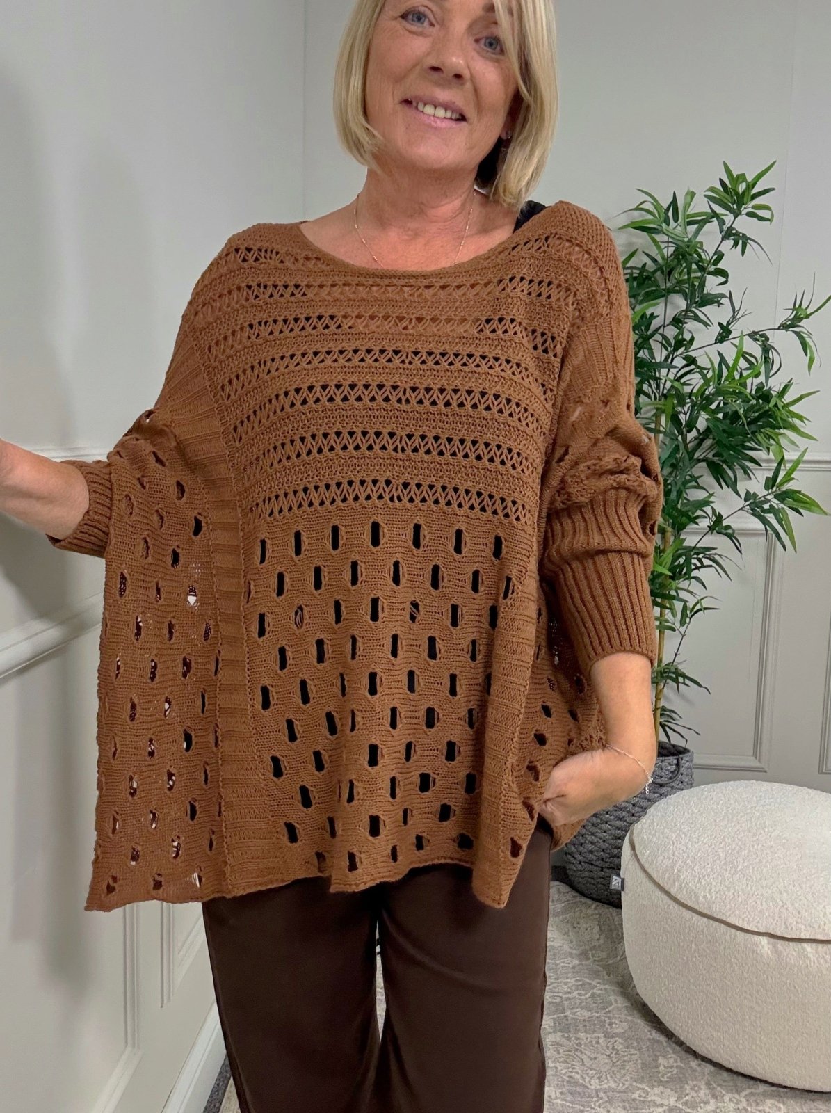 Felicity Oversized Crochet Jumper 8 - 18 Rust - Susie's Boutique - | Women's Fashion Online