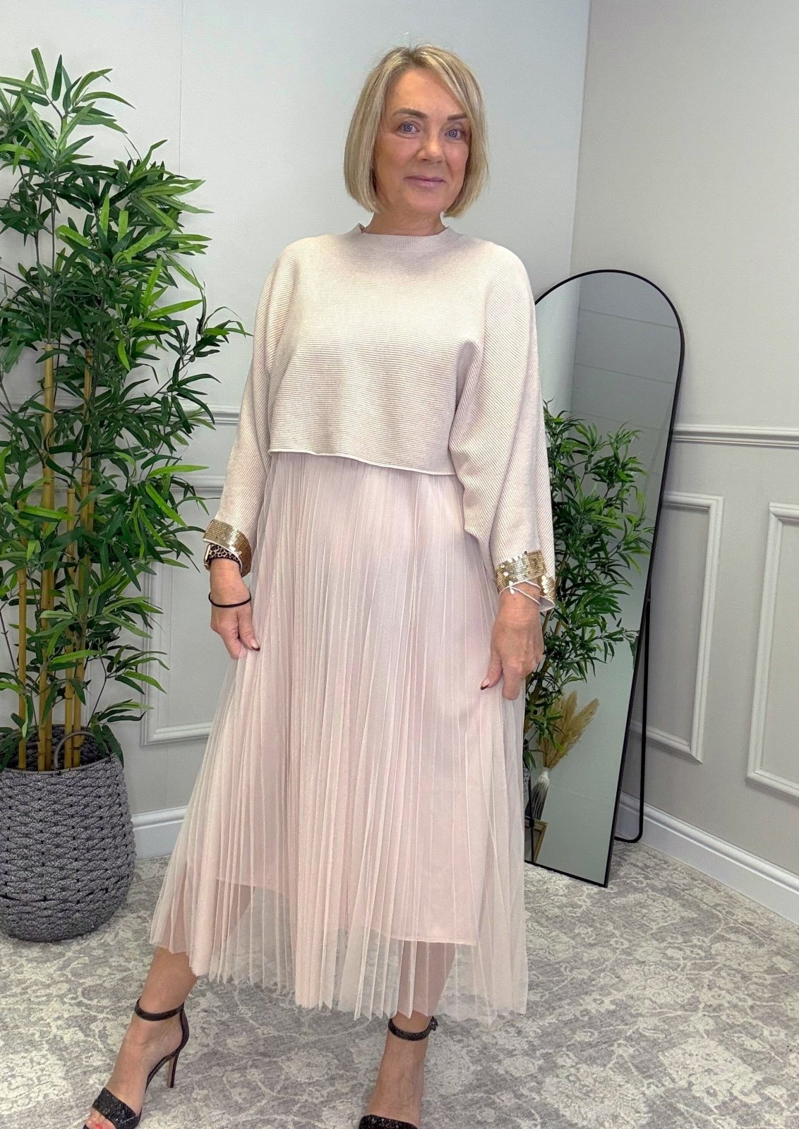 Aurelia Jumper & Pleated Tulle Dress Set – Sand - Susie's Boutique - | Women's Fashion Online