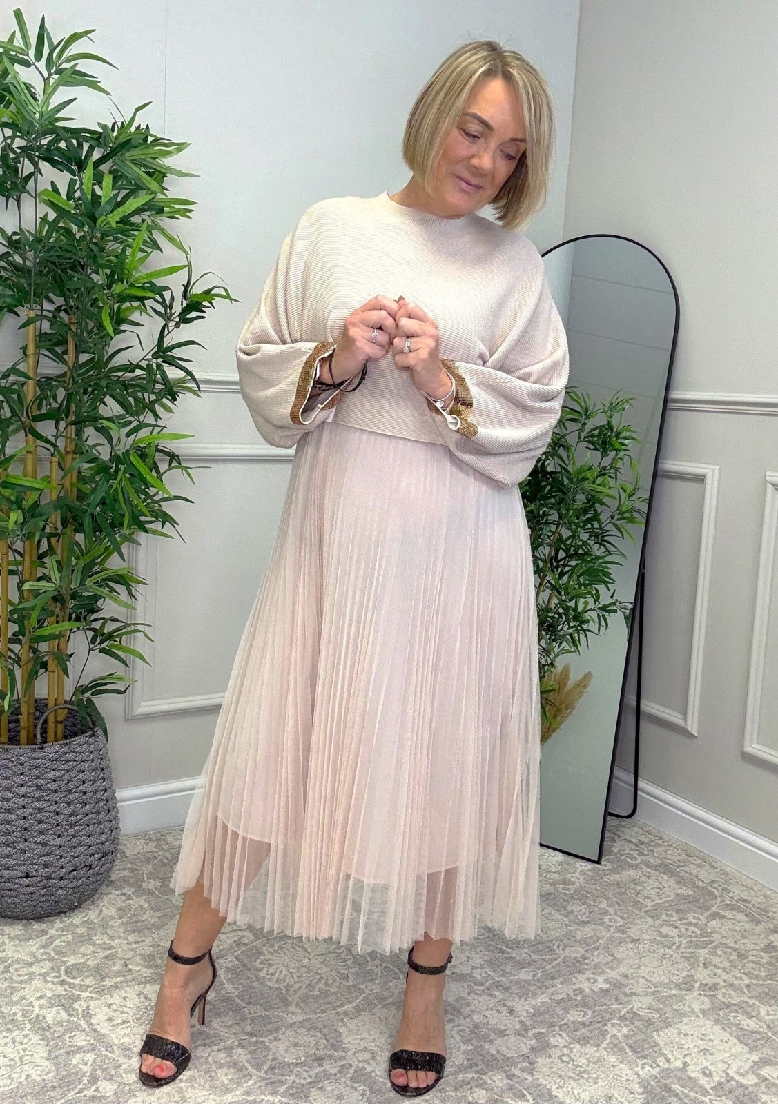 Aurelia Jumper & Pleated Tulle Dress Set – Sand - Susie's Boutique - | Women's Fashion Online