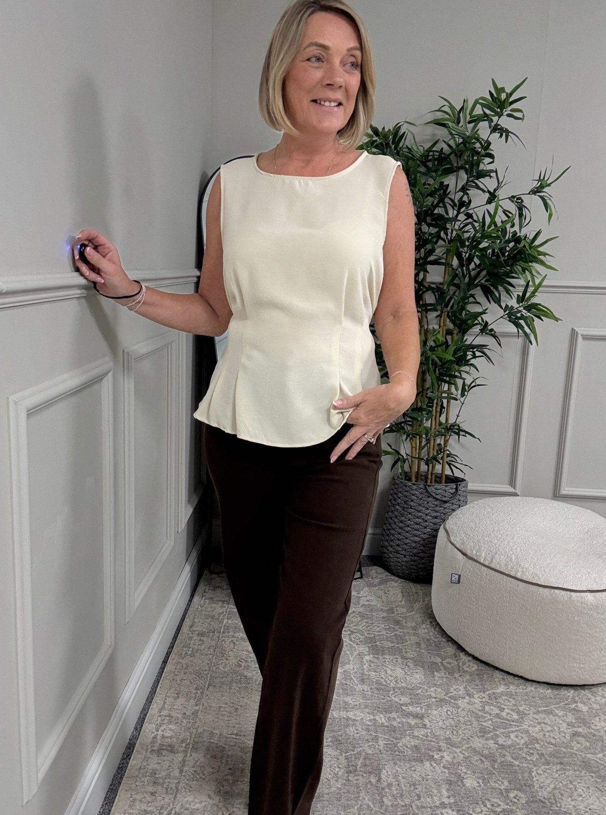 Elina Tie - Back Sleeveless Top 10–18 Sand - Susie's Boutique - | Women's Fashion Online