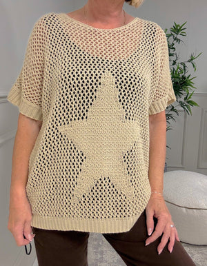 Star Mesh Knit Jumper 8 - 18 Sand - Susie's Boutique - | Women's Fashion Online
