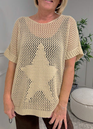 Star Mesh Knit Jumper 8 - 18 Sand - Susie's Boutique - | Women's Fashion Online