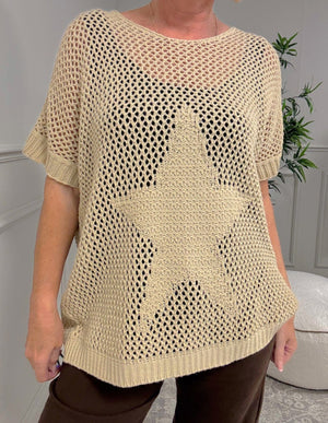 Star Mesh Knit Jumper 8 - 18 Sand - Susie's Boutique - | Women's Fashion Online