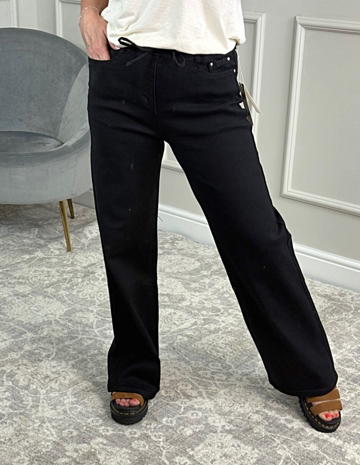 G - Smack Zelina Drawstring Straight - Leg Jeans Black 10 - 20 - Susie's Boutique - | Women's Fashion Online