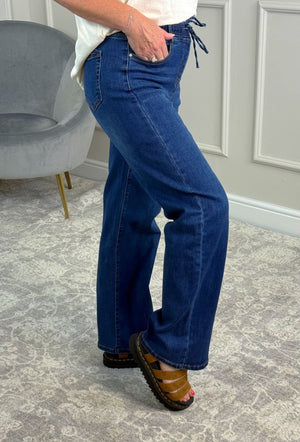 G - Smack Zelina Drawstring Straight - Leg Jeans Dark Wash 10 - 20 - Susie's Boutique - | Women's Fashion Online