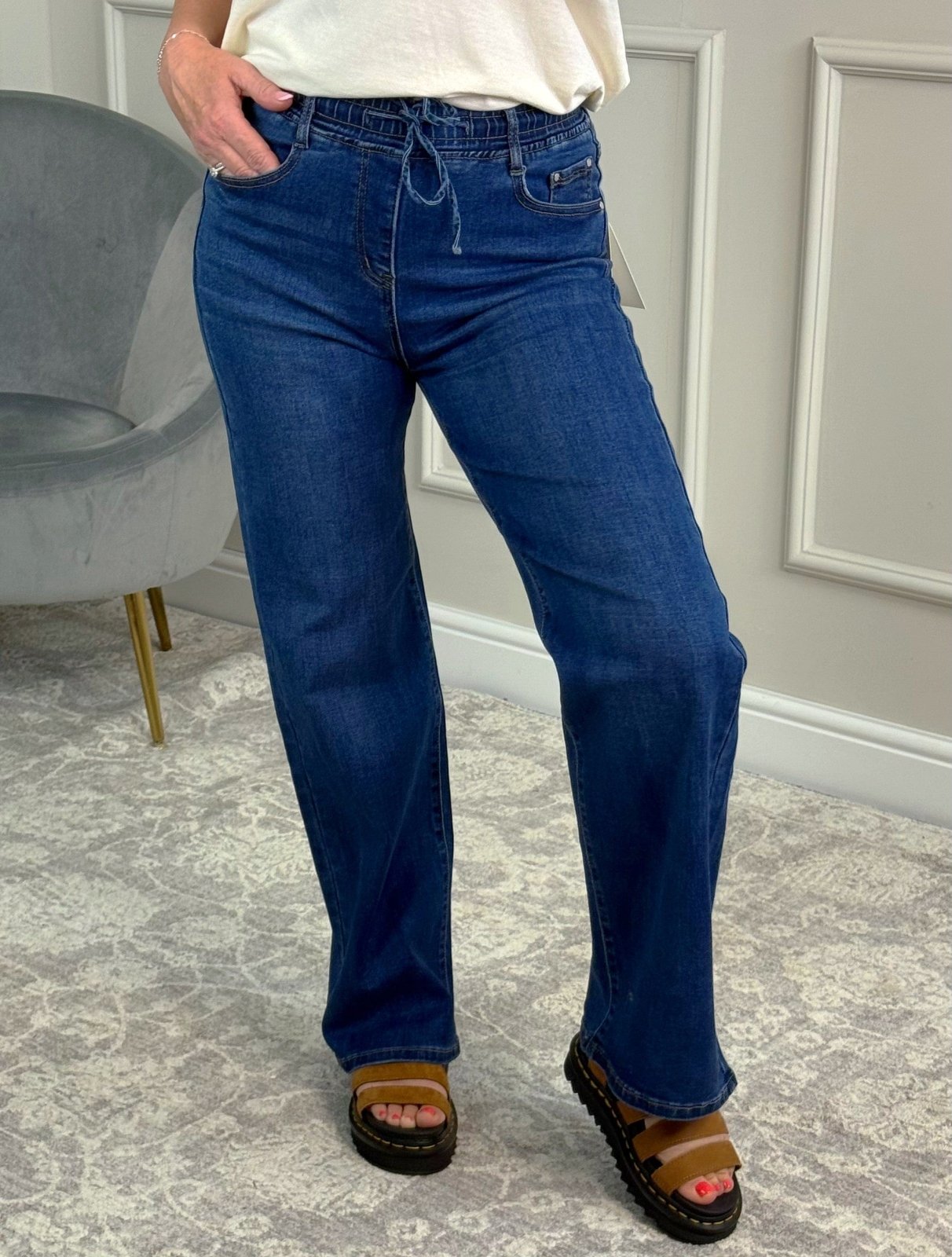 G - Smack Zelina Drawstring Straight - Leg Jeans Dark Wash 10 - 20 - Susie's Boutique - | Women's Fashion Online