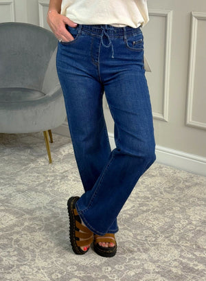 G - Smack Zelina Drawstring Straight - Leg Jeans Dark Wash 10 - 20 - Susie's Boutique - | Women's Fashion Online