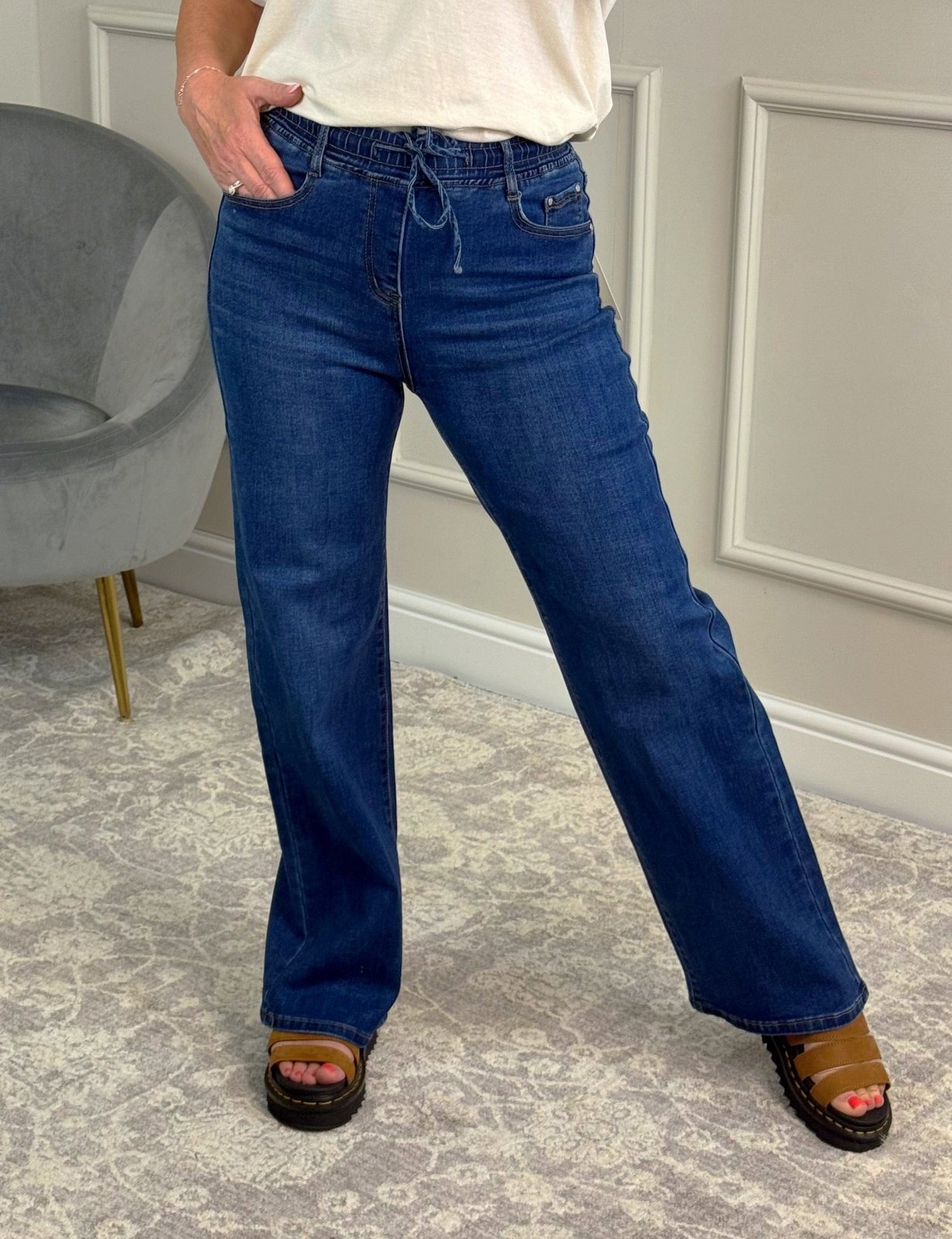 G - Smack Zelina Drawstring Straight - Leg Jeans Dark Wash 10 - 20 - Susie's Boutique - | Women's Fashion Online