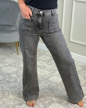 Lucy Straight Leg Retro Pocket Jeans – Sizes 8–18 Grey - Susie's Boutique - | Women's Fashion Online