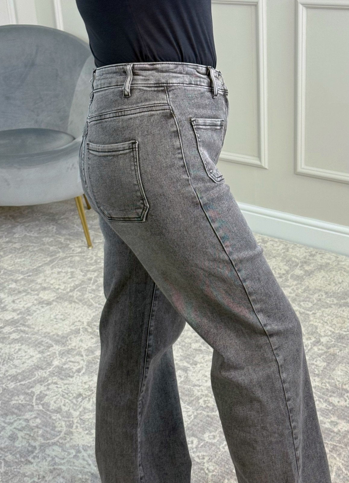 Lucy Straight Leg Retro Pocket Jeans – Sizes 8–18 Grey - Susie's Boutique - | Women's Fashion Online