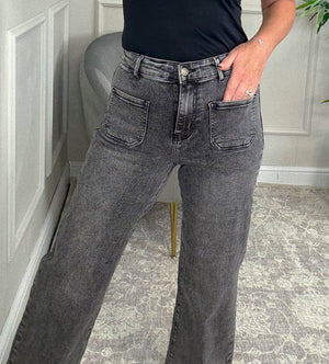 Lucy Straight Leg Retro Pocket Jeans – Sizes 8–18 Grey - Susie's Boutique - | Women's Fashion Online