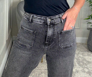 Lucy Straight Leg Retro Pocket Jeans – Sizes 8–18 Grey - Susie's Boutique - | Women's Fashion Online